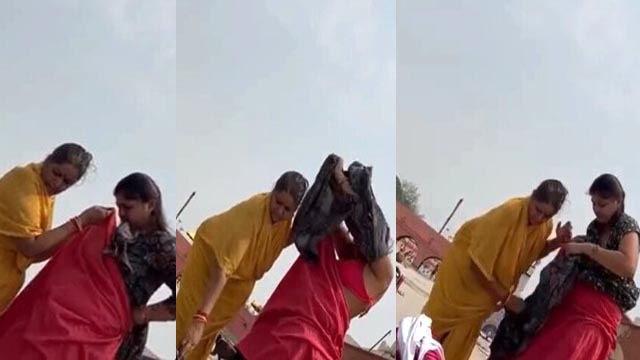 Mom & Daughter Outdoor Changing Clothes Secretly Nude Captured Leak MMS